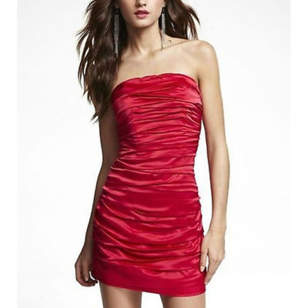 Express Cocktail Rushed Strapless Little Dress
